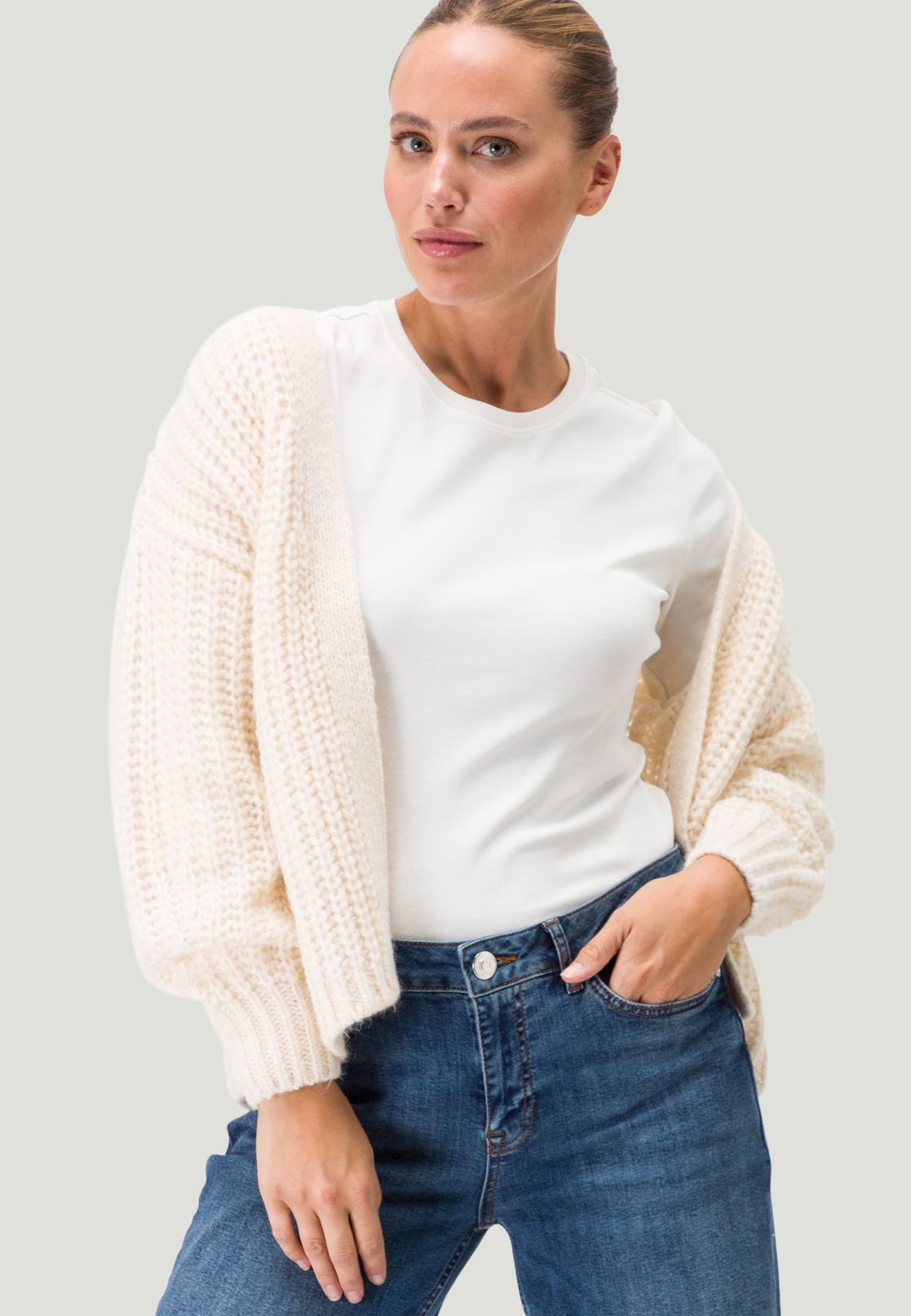 Grobstrickjacke offener Style