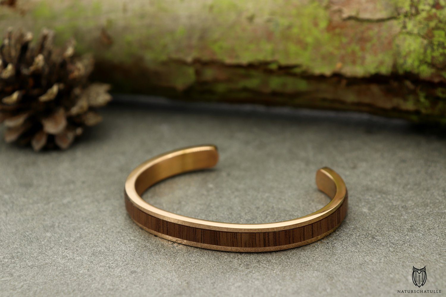 NaturSchatulle Armreif Shine (Holzschmuck), Silber, Rosegold, Armband, Damen, Frauen, Armschmuck, Accessories