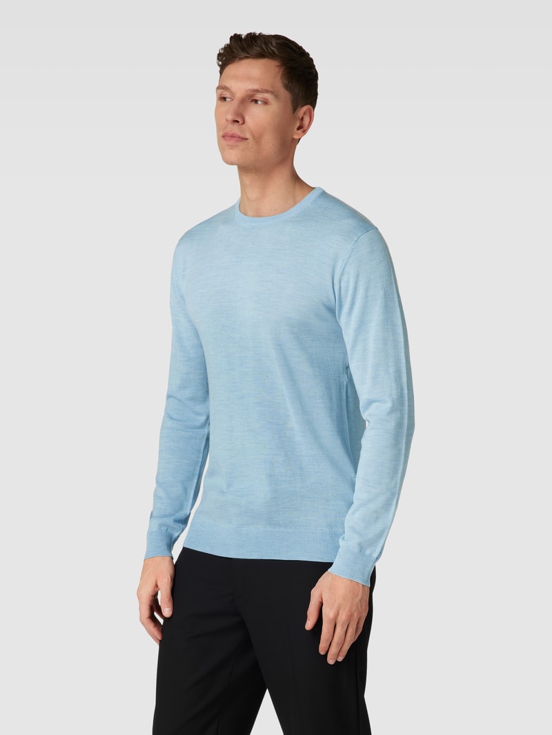 Strickpullover mit Label-Detail Modell 'Margrate' in hellblau