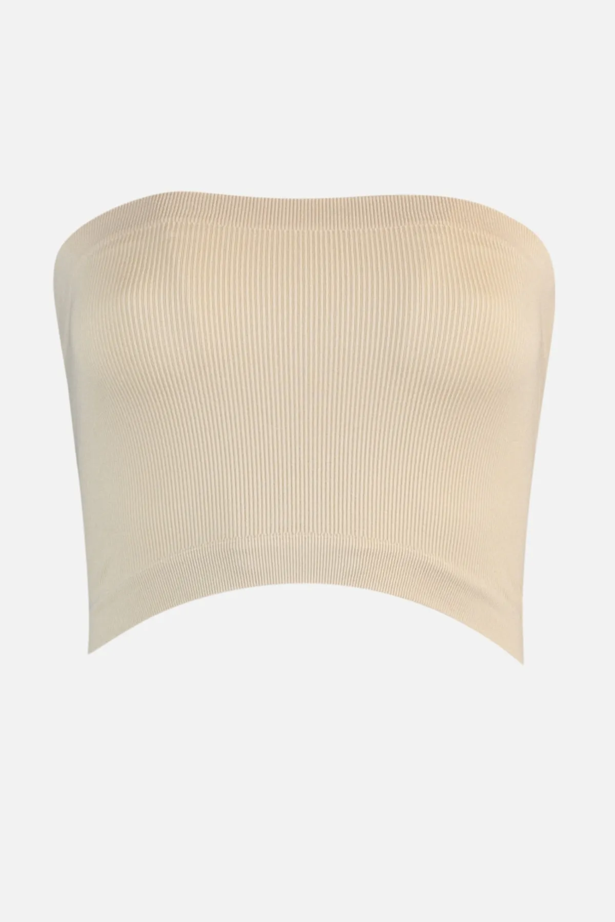 Trendyol Collection  Beigefarbener, nahtloser/nahtloser, leicht stützender/formender, trägerloser gestrickter Sport-BH TWOAW20BS0018
