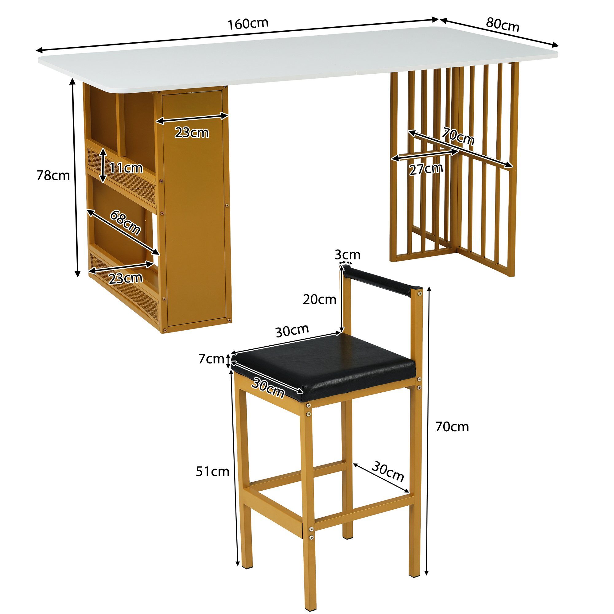 REDOM Essgruppe Esstisch mit 6 Esszimmerstuhl Set Küchetisch Barstuhl Sitzgruppe, (7-tlg)