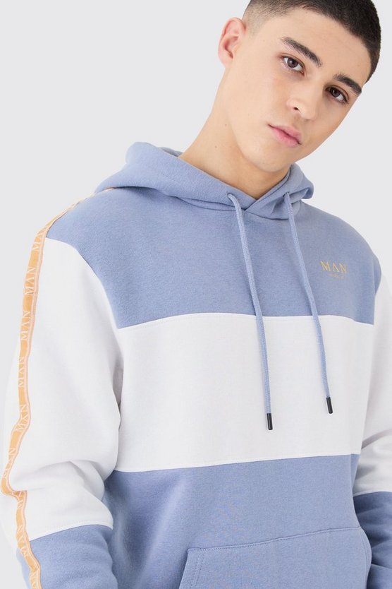 Colorblock Hoodie mit Man-Streifen