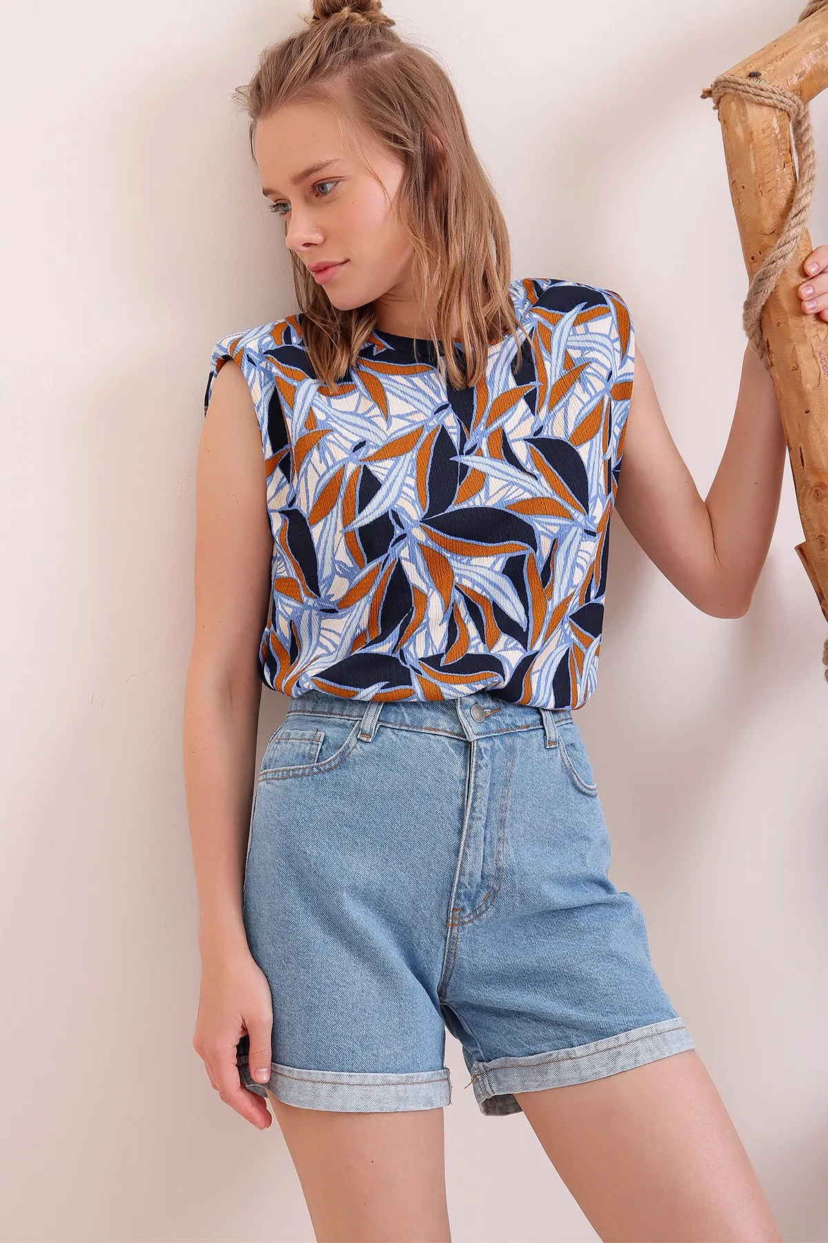 Trend Alaçatı Stili  Shorts - Blau - Hoher Bund