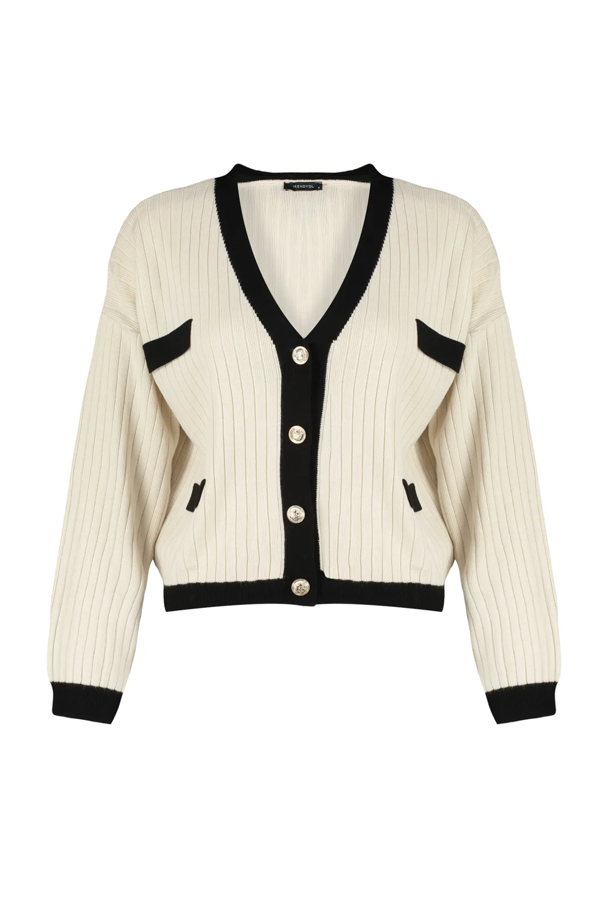Trendyol Collection  Strickjacke in Steinfarben-Blockoptik TWOAW24HI00161