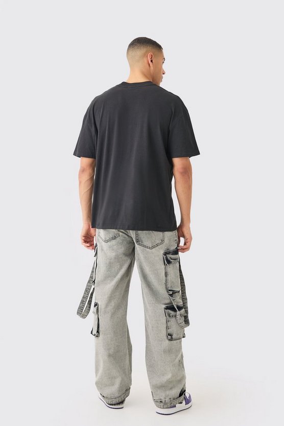 Lockere Jeans mit Taschen und Acid-Waschung