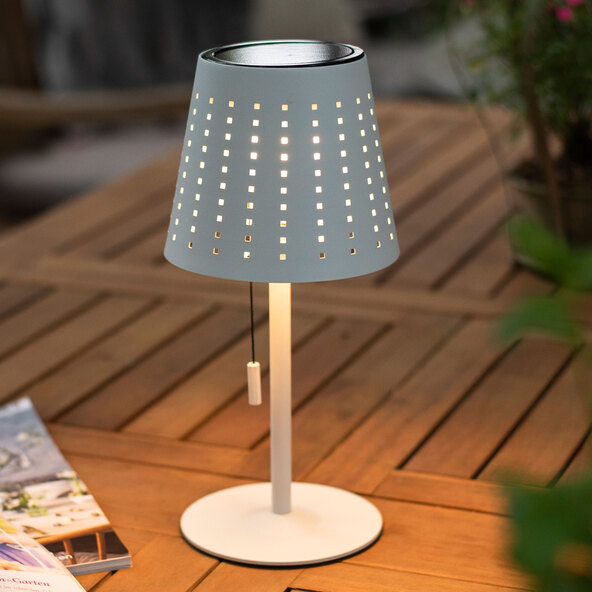 LED Akku-Solar-Tischleuchte Mandy, weiß