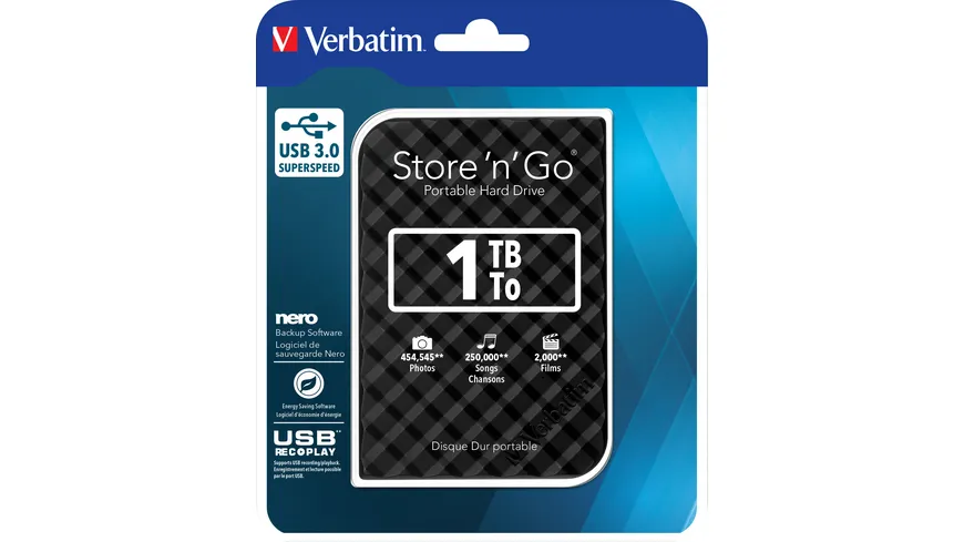Festplatte 1TB, USB 3.0, 6.35cm (2.5''), schwarz