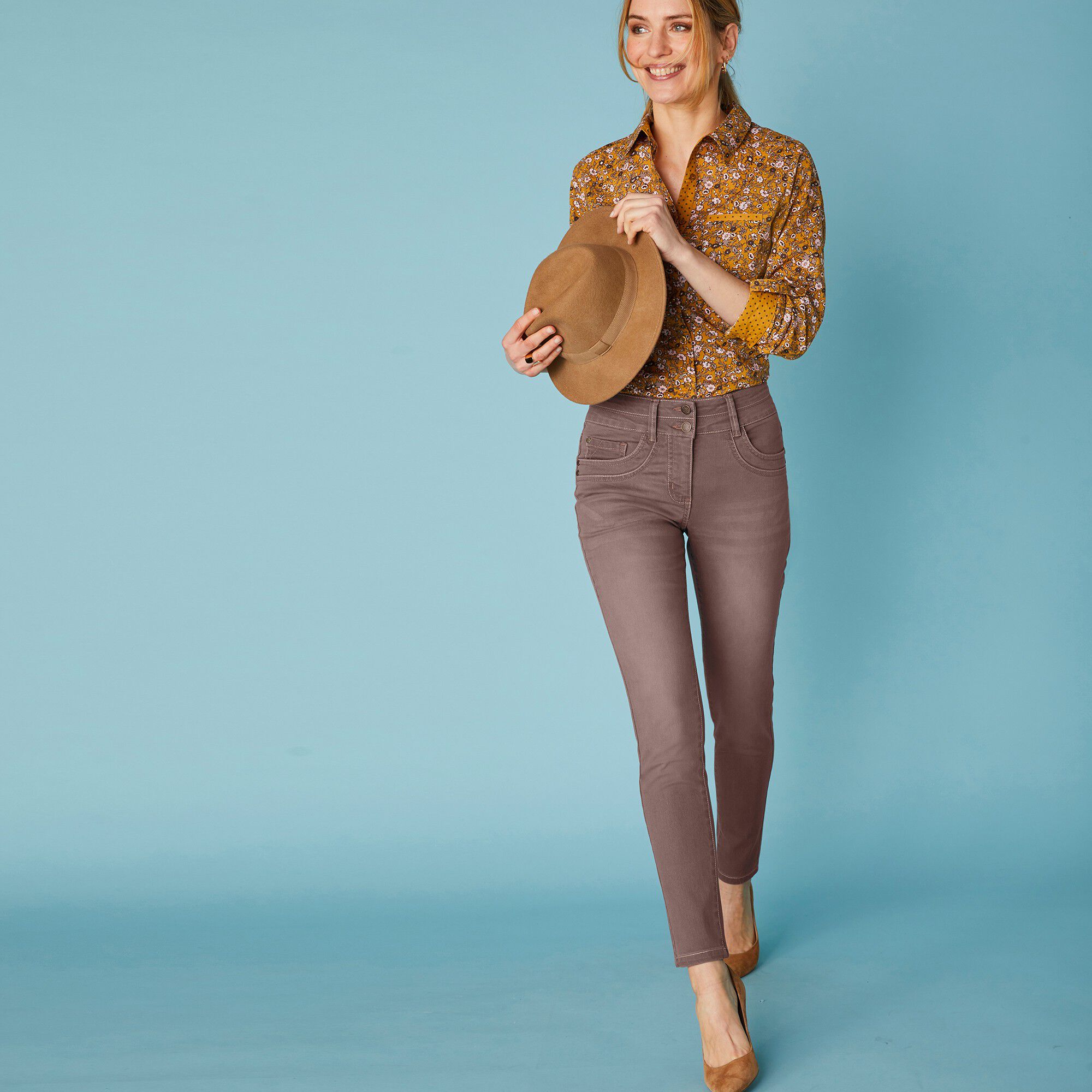 Jean 7/8ème fuselé couleur stretch