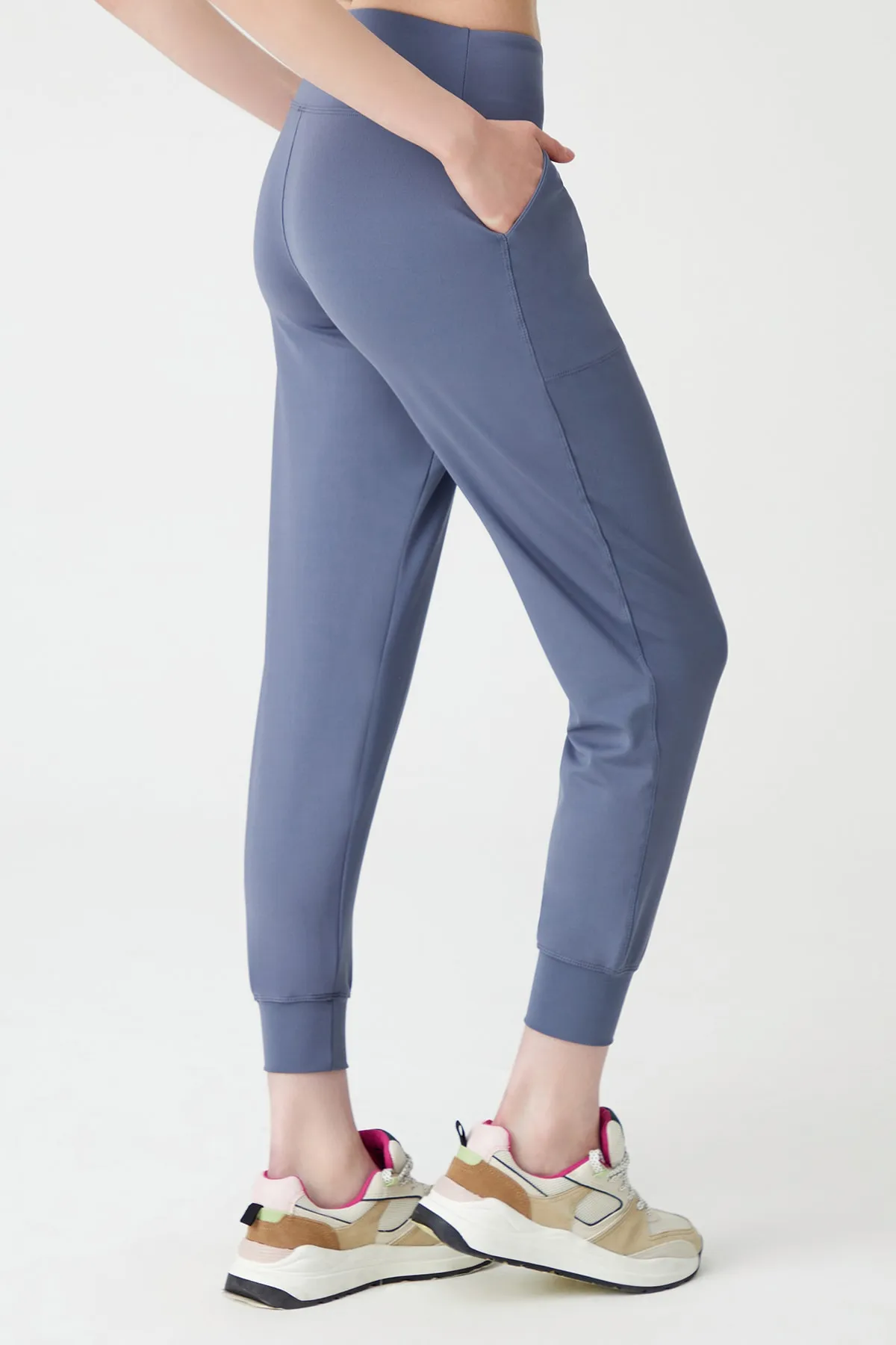 LOS OJOS  Anthrazitfarbene Jogginghose mit hoher Taille für Damen
