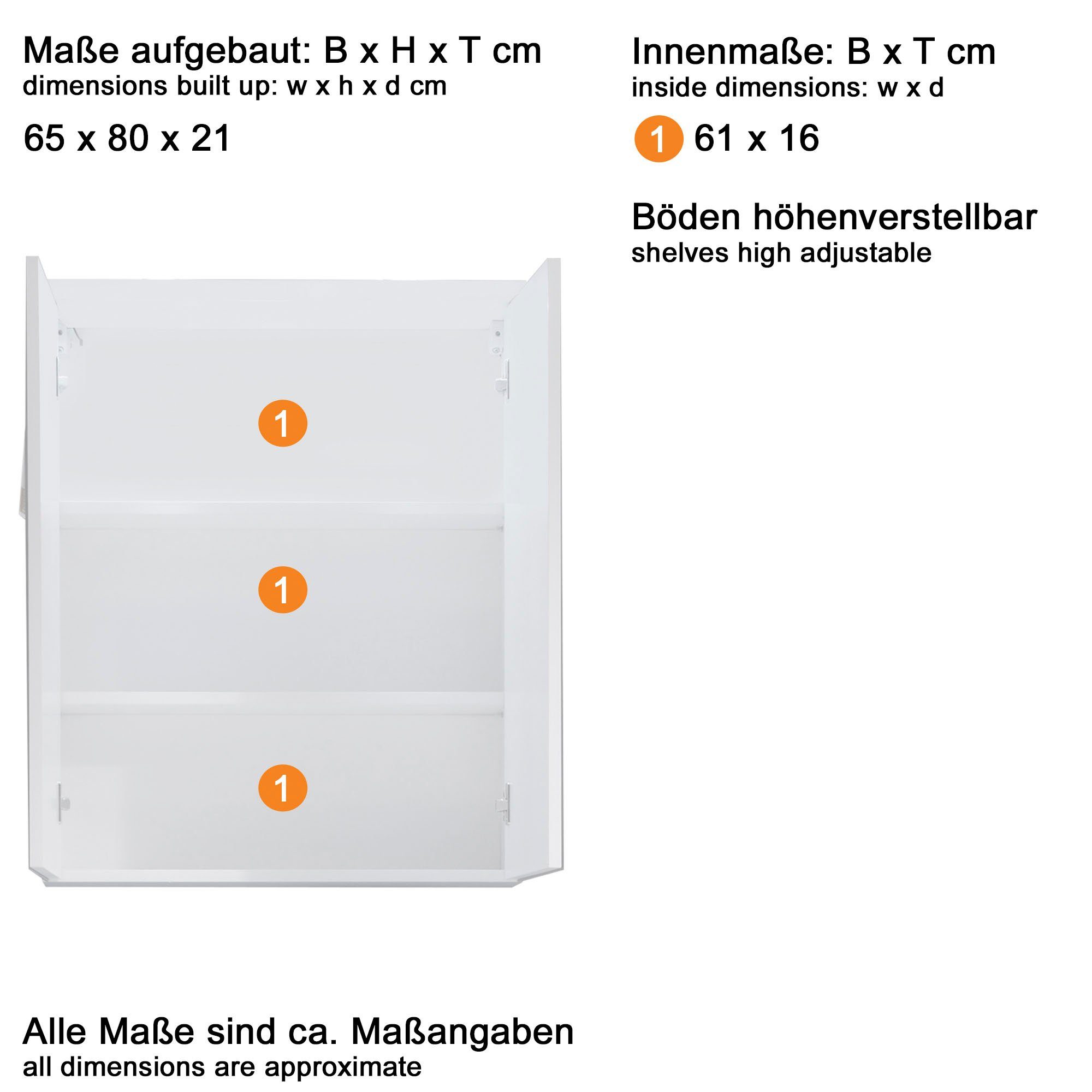 welltime Badmöbel-Set Toulon, (Set, 3-St), Sparset,3-tlg.,B/H/T: ca. 110 / 182 / 34 cm (bei 13 cm Typenabstand)