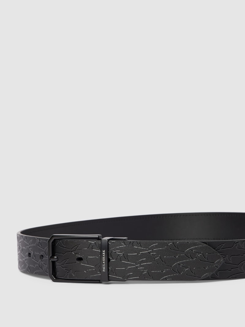 Ledergürtel mit Motiv-Print in schwarz