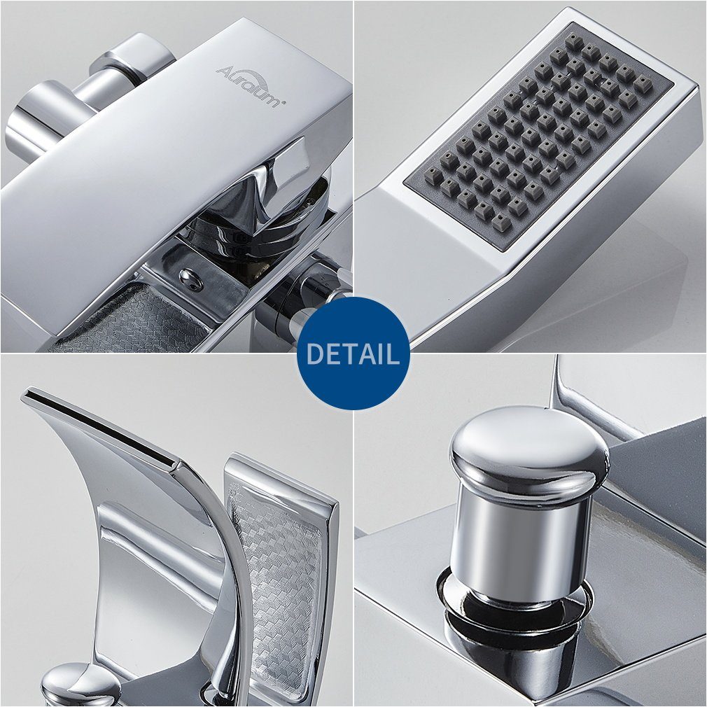 Auralum Brausegarnitur Wasserfall Badewannenarmatur Handbrause Wannenarmatur Duscharmatur, Messing Einhebel-Wannenarmatur Badarmatur Duschset
