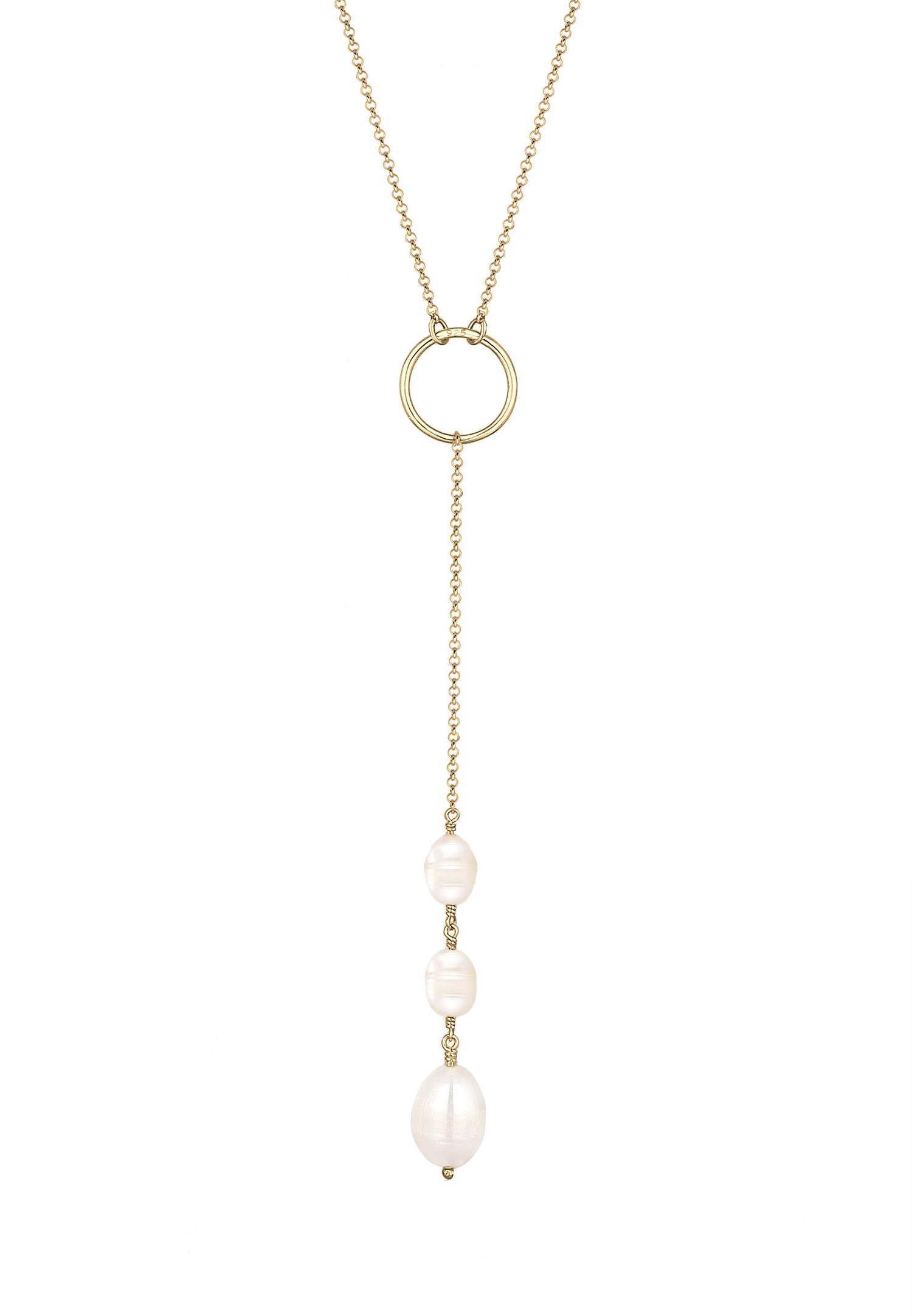 Orecchini da donna Elli Form de Y Geo con perle coltivate d'acqua dolce, placcati in oro e argento (925/1000)
