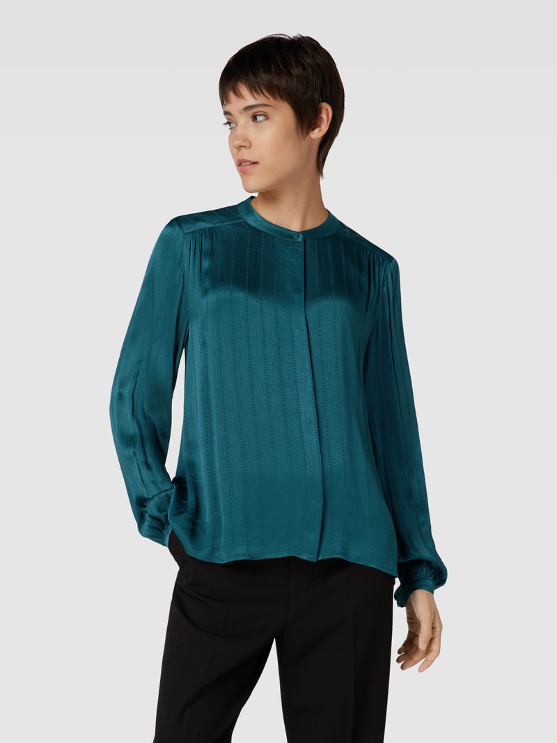 Bluse aus reiner Viskose mit verdeckter Knopfleiste in petrol