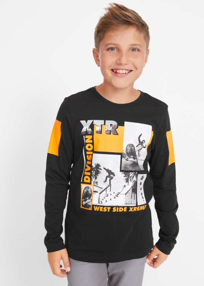 Jungen Langarmshirt mit coolem Druck aus Bio-Baumwolle