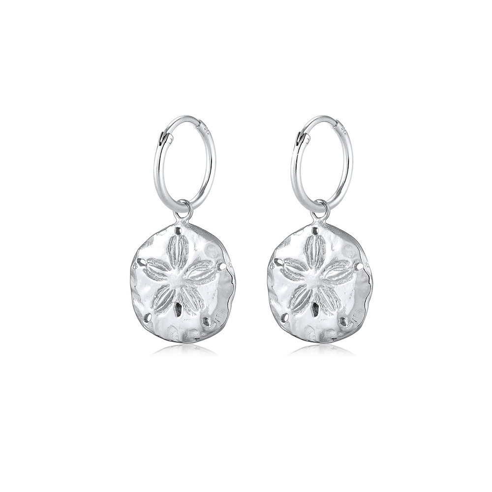 Elli Elli Boucles d'Oreilles Créoles Pendetif de Pièce Fleur Été Trend Boucles d'Oreil Boucles d'oreilles