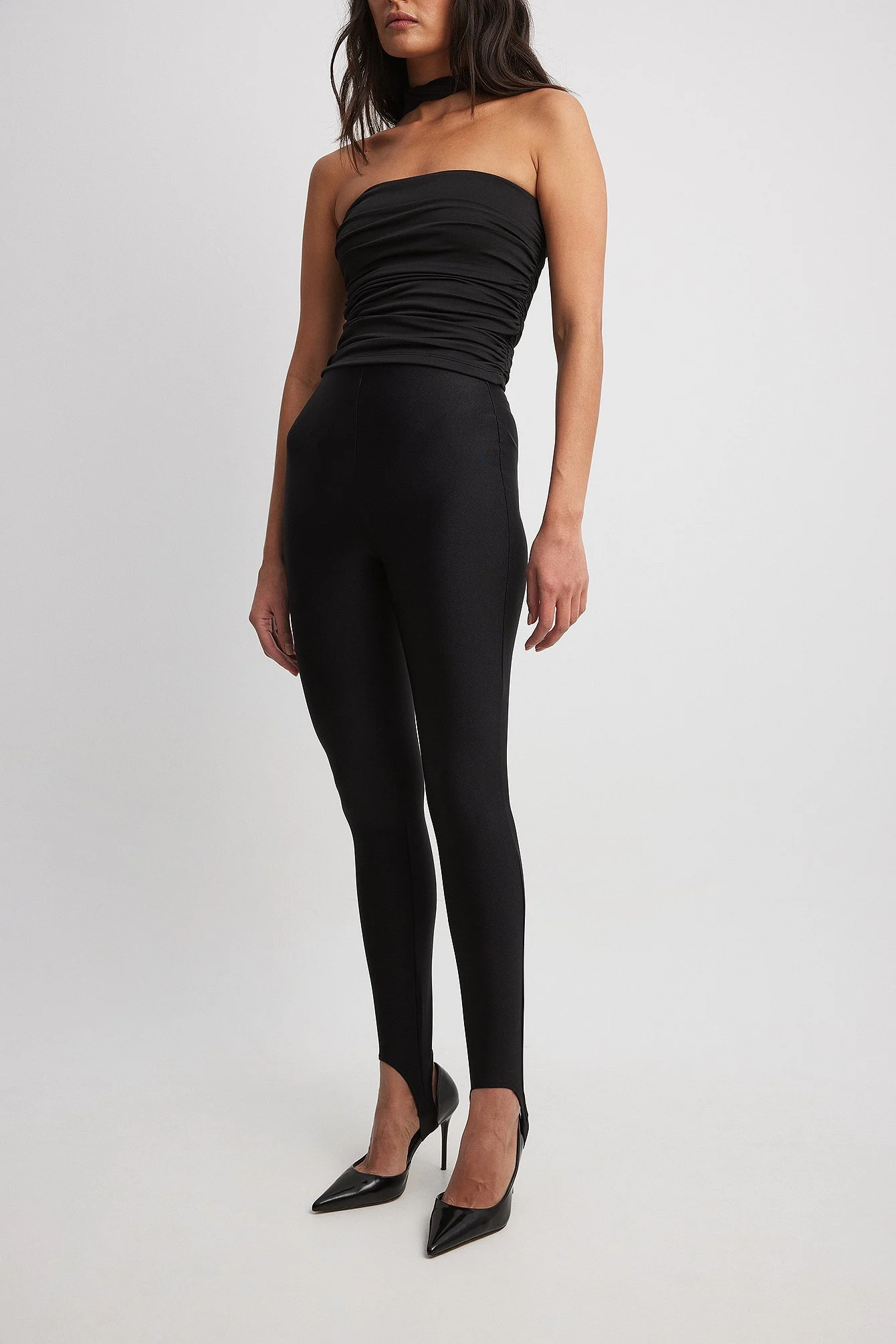 Leggings mit hoher Taille und Fußsteg