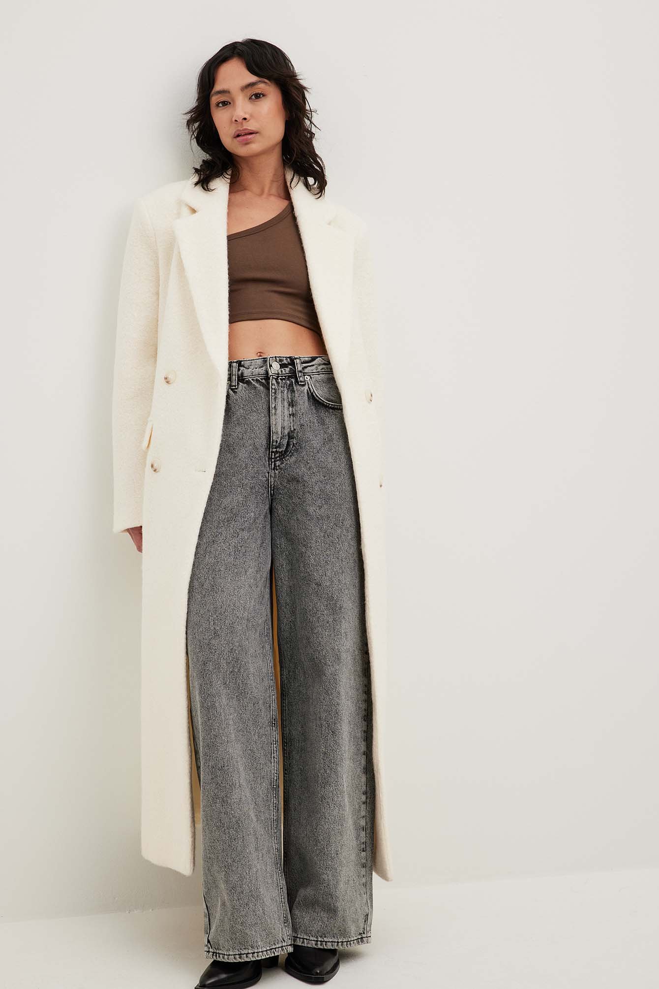 Einseitig schulterfreies Crop Top