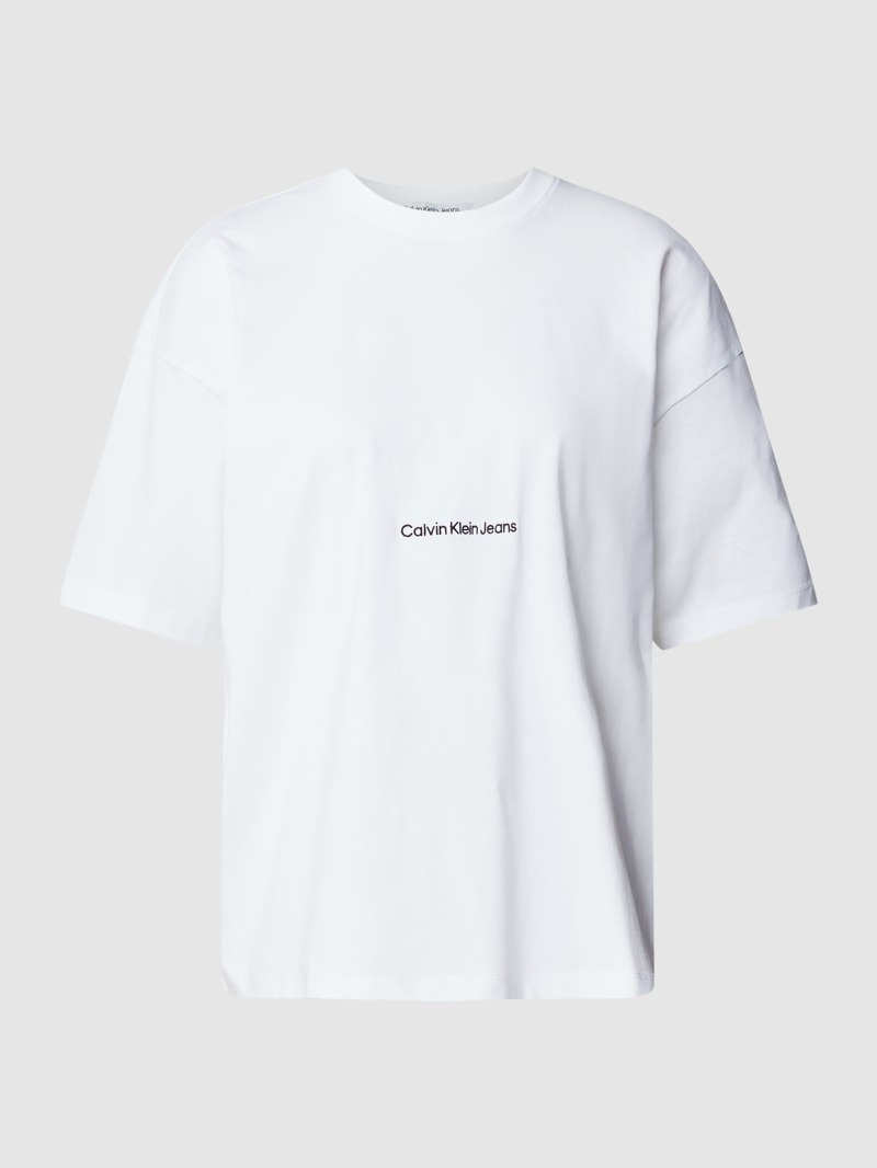 T-Shirt mit Label-Stitching in weiß