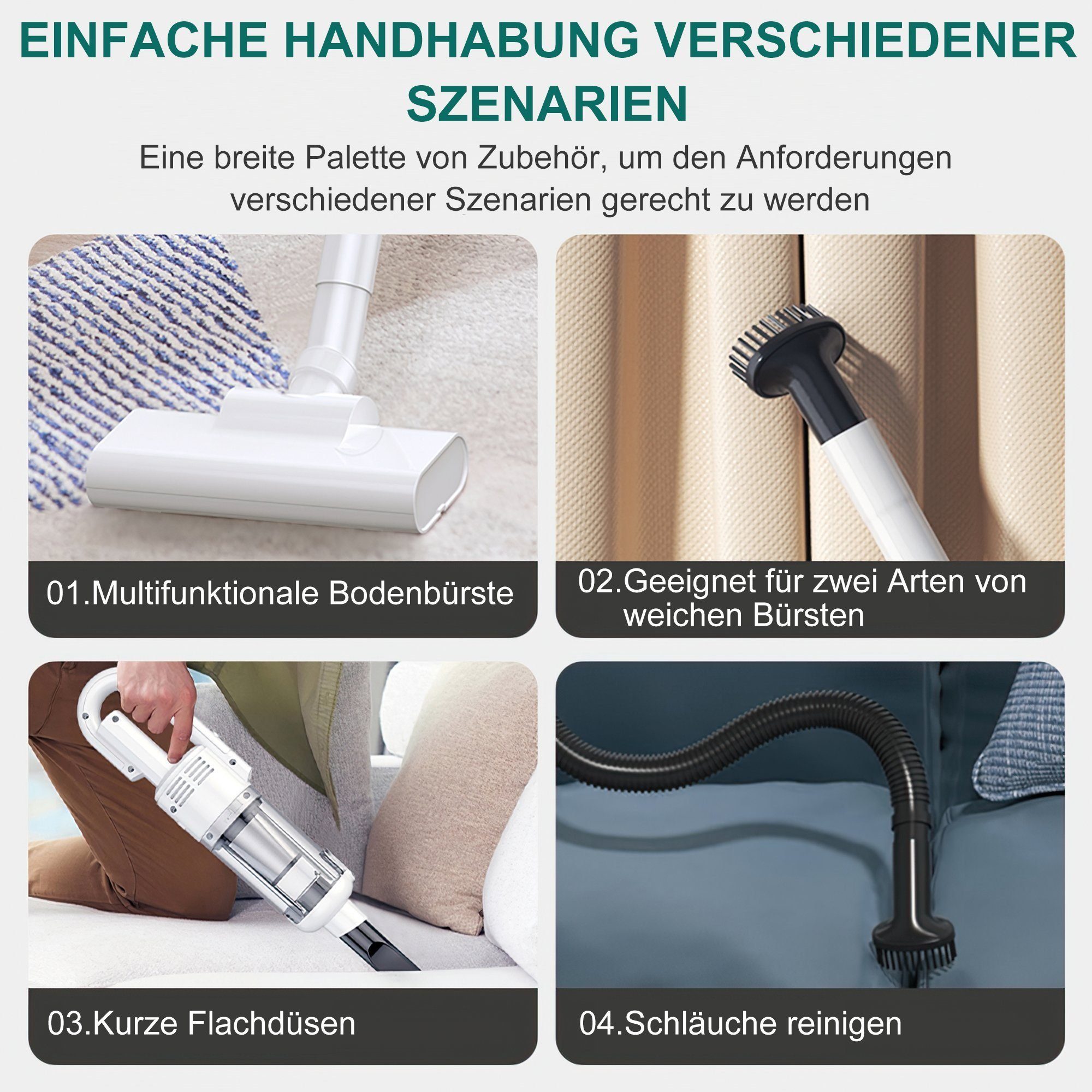 Vbrisi Akku-Handstaubsauger Handstaubsauger, Autostaubsauger 7500Pa Staubsauger, 4-in-1Multifunktionaler, Mit 4000mA-Akku, kann für eine lange Zeit arbeiten. Kann in Wohnungen, Autos usw. verwendet werden, für nassen und trockenen Gebrauch.