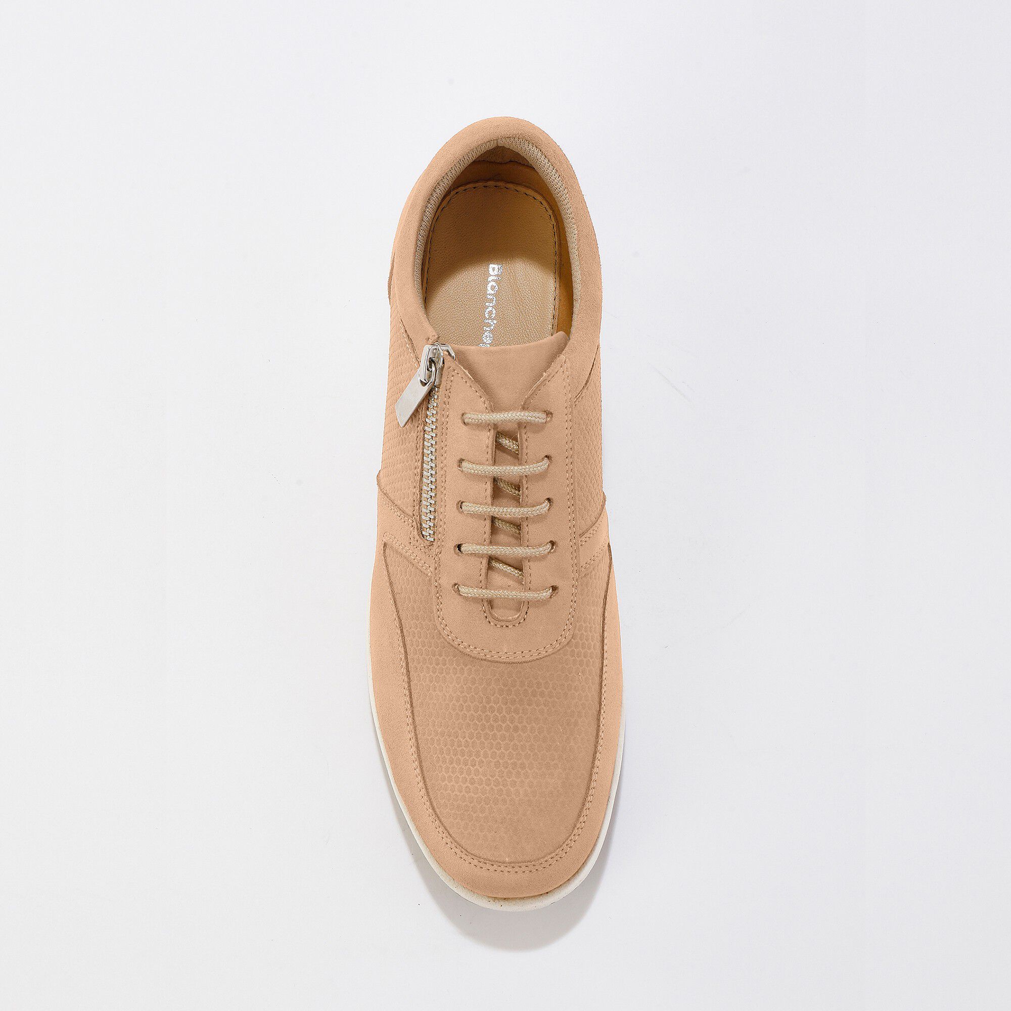 Baskets zippées compensées en cuir femme