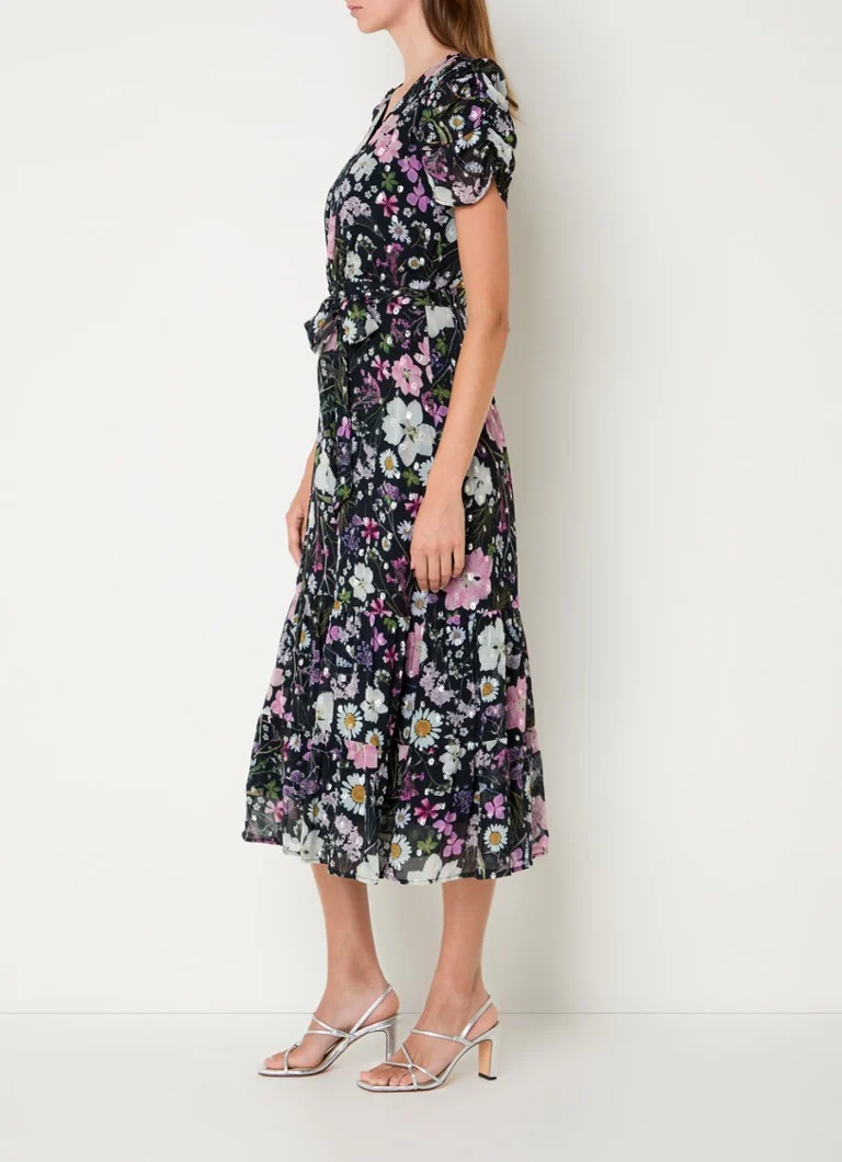 Phase Eight Azalea midi dress with floral print and tie belt
