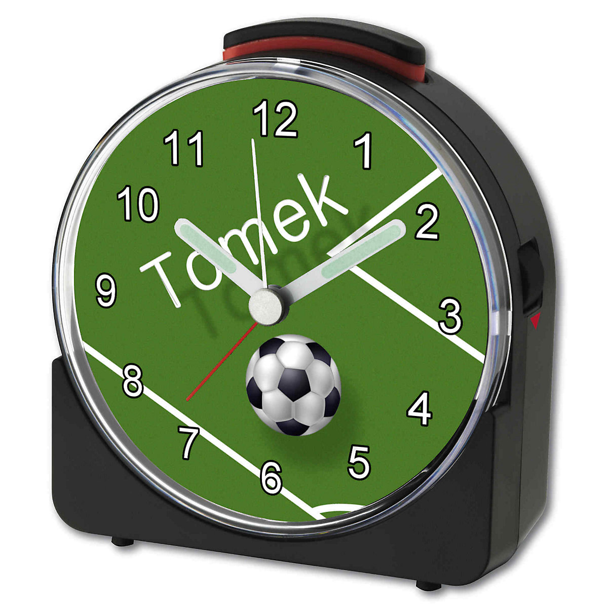 Kinder Funkwecker weiß personalisiert mit Namen Fußball