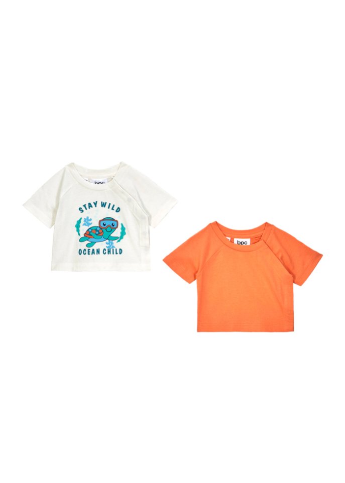 Baby T-Shirt mit Knopfleiste aus Bio-Baumwolle (2er Pack)