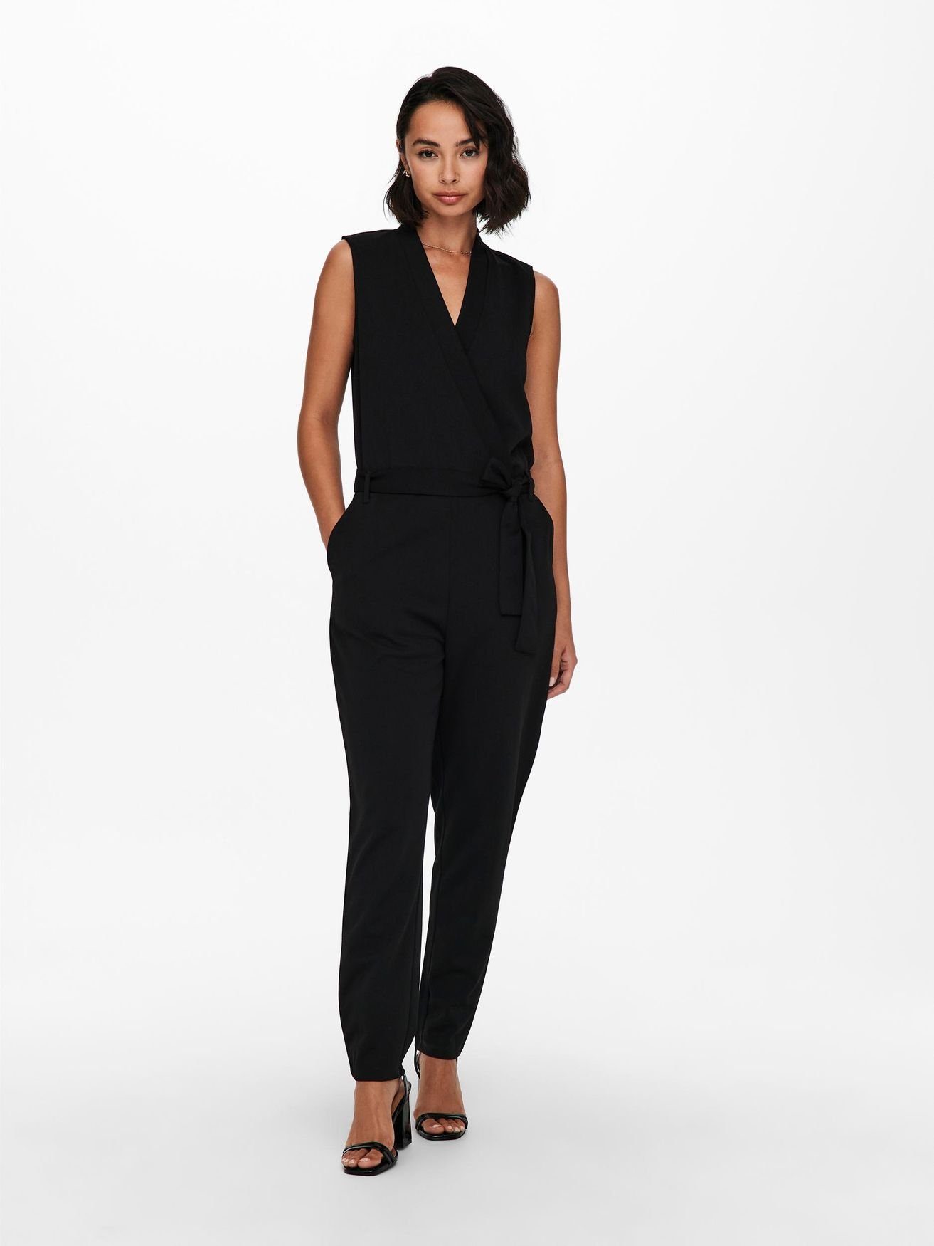 JACQUELINE de YONG Jumpsuit Overall Jumpsuit Einteiler Hosenanzug mit Bindegürtel JDYHONEY 4738 in Schwarz