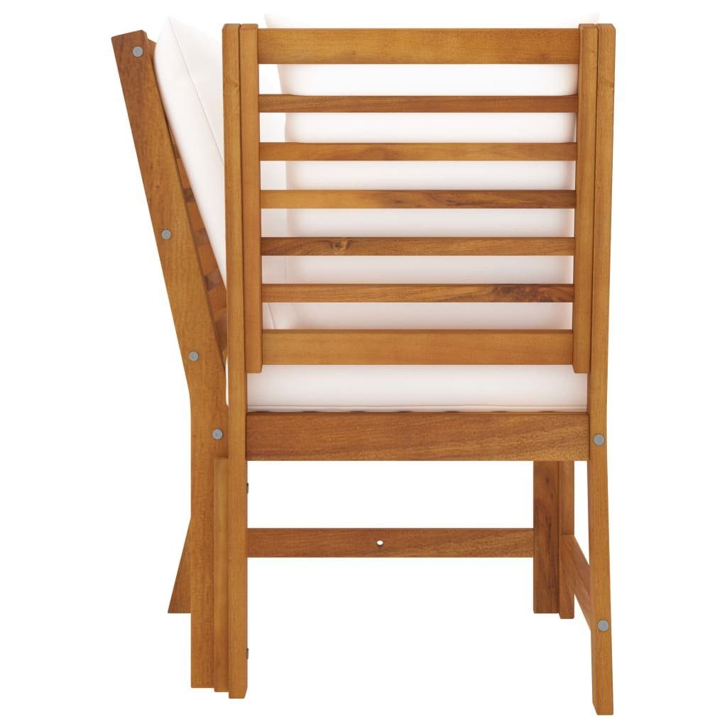 vidaXL Loungesofa 3-tlg. Garten-Lounge-Set mit Creme Kissen Akazie Massivholz, 1 Teile