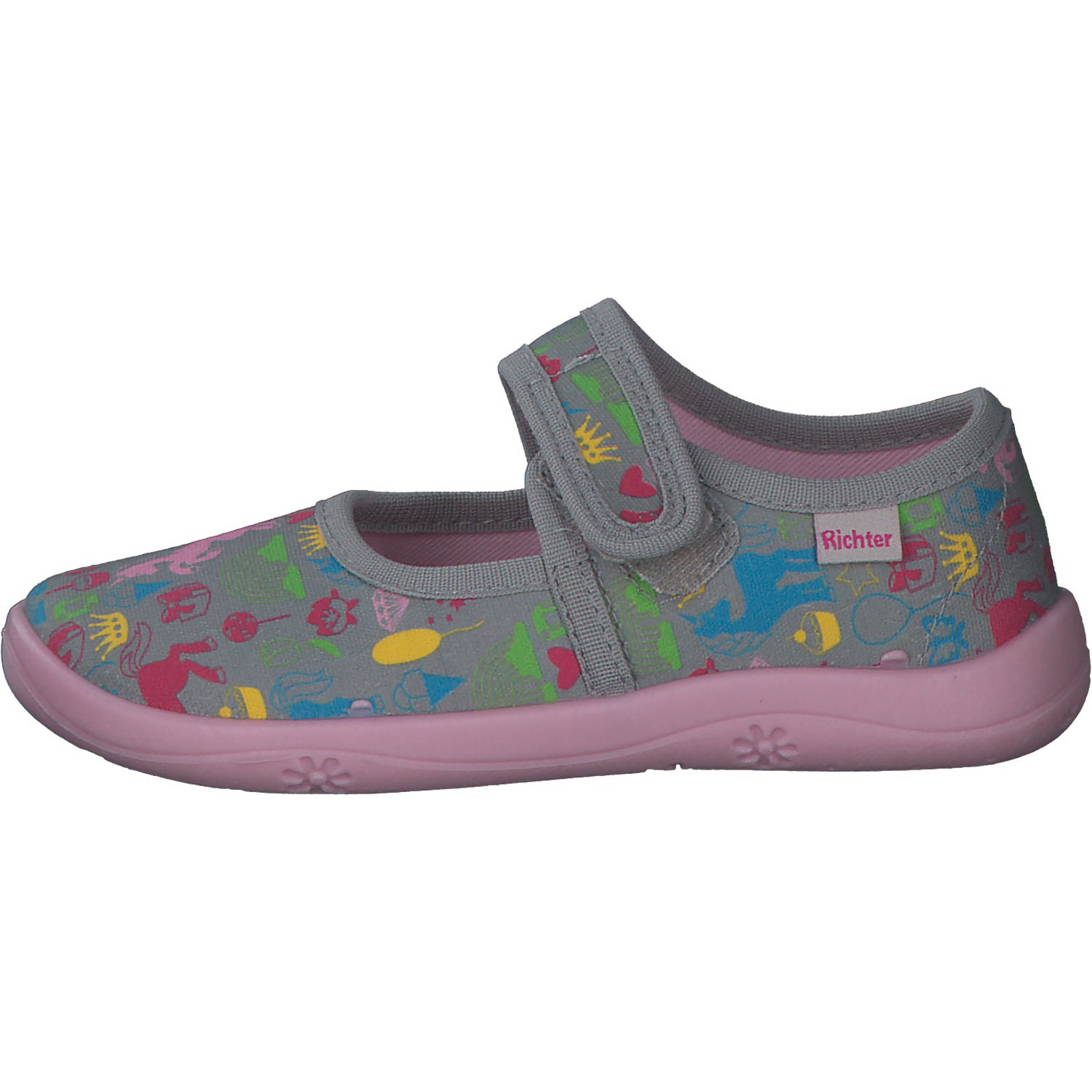 Richter 9150, Hausschuhe, Kinder, Grau/Pink