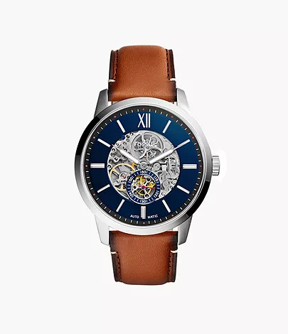 Fossil Herrenuhr Townsman Automatik Leder Hellbraun