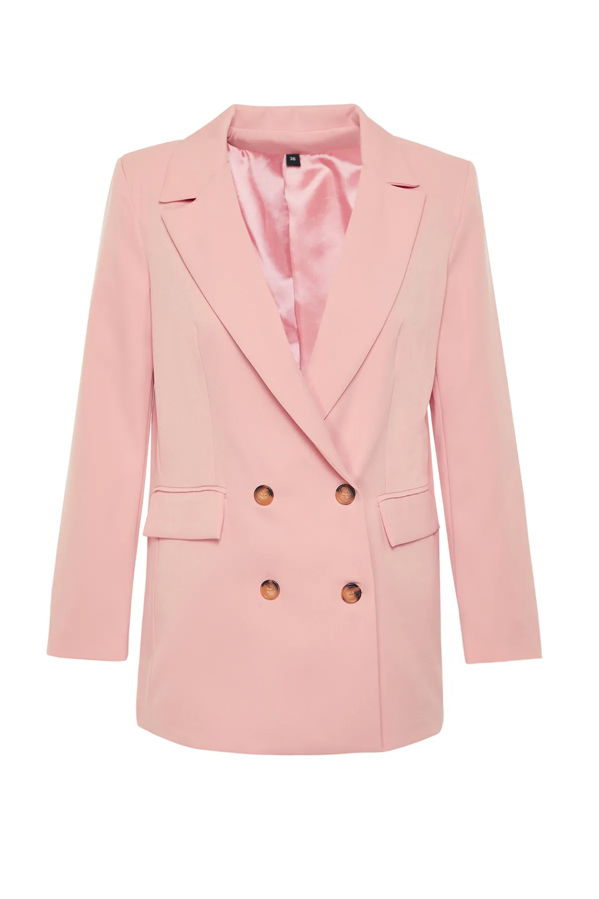 Trendyol Collection  Dusty Rose – Übergroße, gefütterte, gewebte Blazerjacke mit Knöpfen TWOAW22CE0167