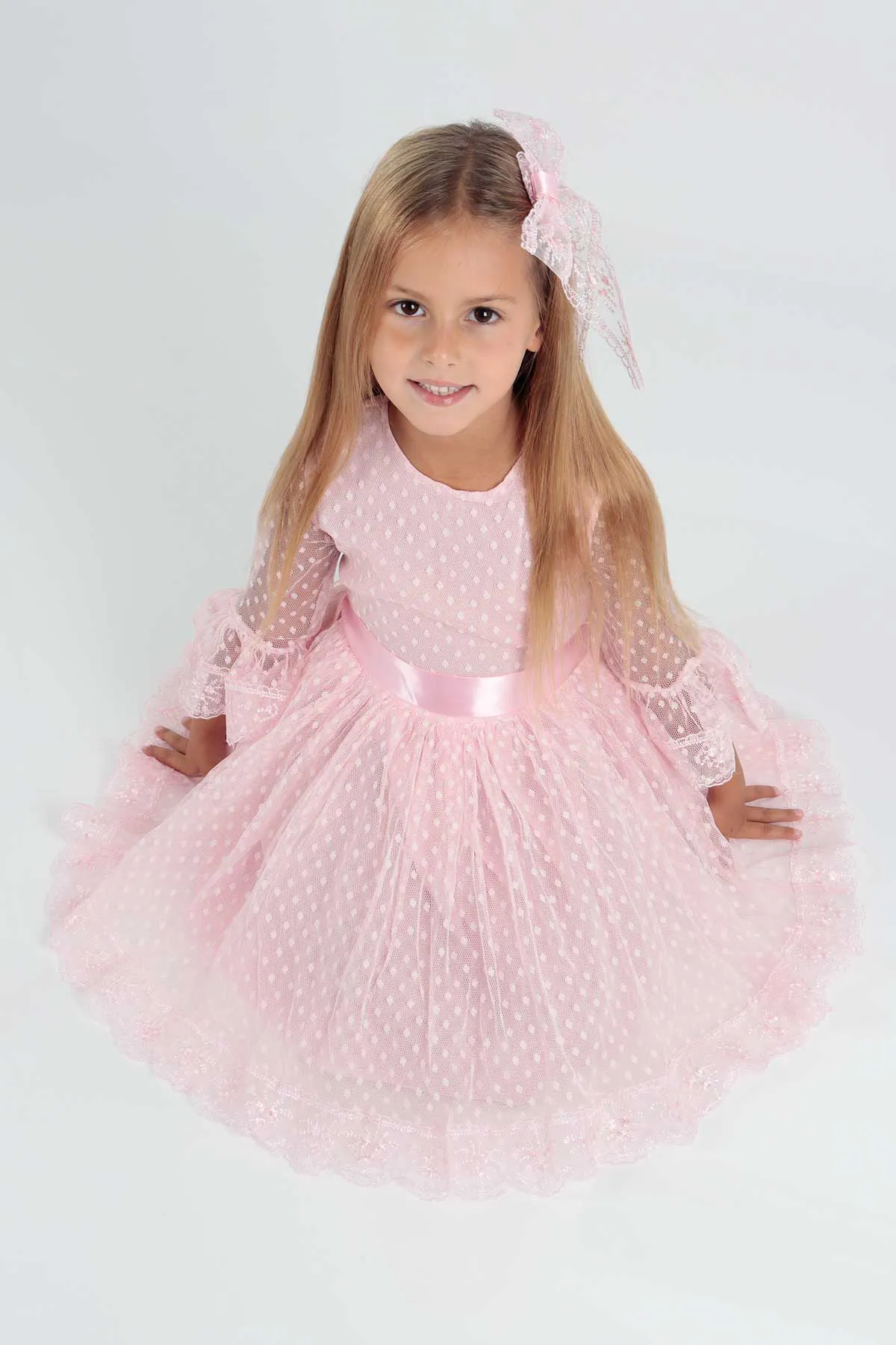 AHENGİM  Trendiges Abendkleid für Mädchen mit Schnalle und Tüllspitze Ak2209