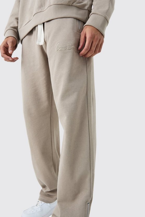 Oversize Jogginghose mit gerippter Applikation und Reißverschluss