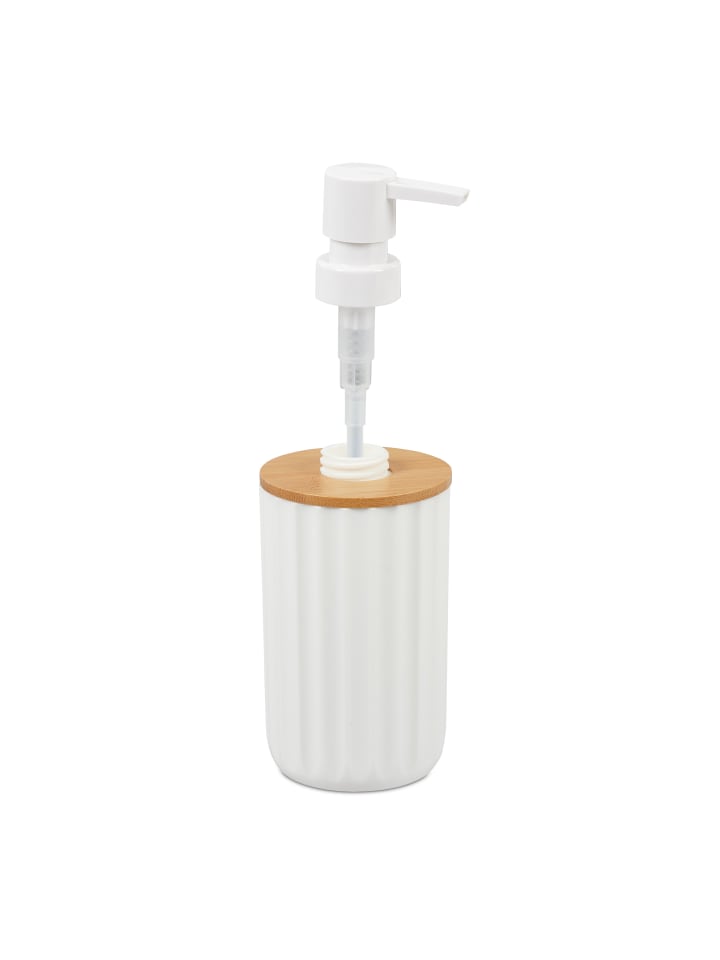 relaxdays Seifenspender in Weiß/Natur - 340 ml günstig kaufen onesize