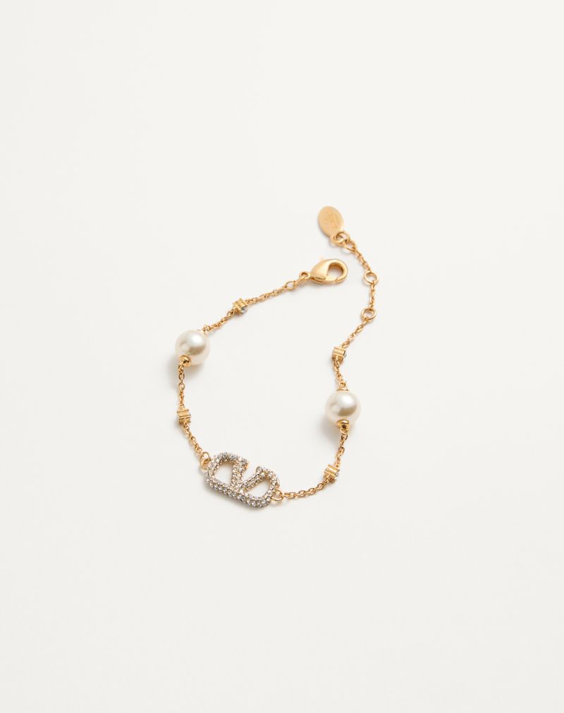 VLogo Signature-armbånd i metal, Swarovski®-krystaller og perler