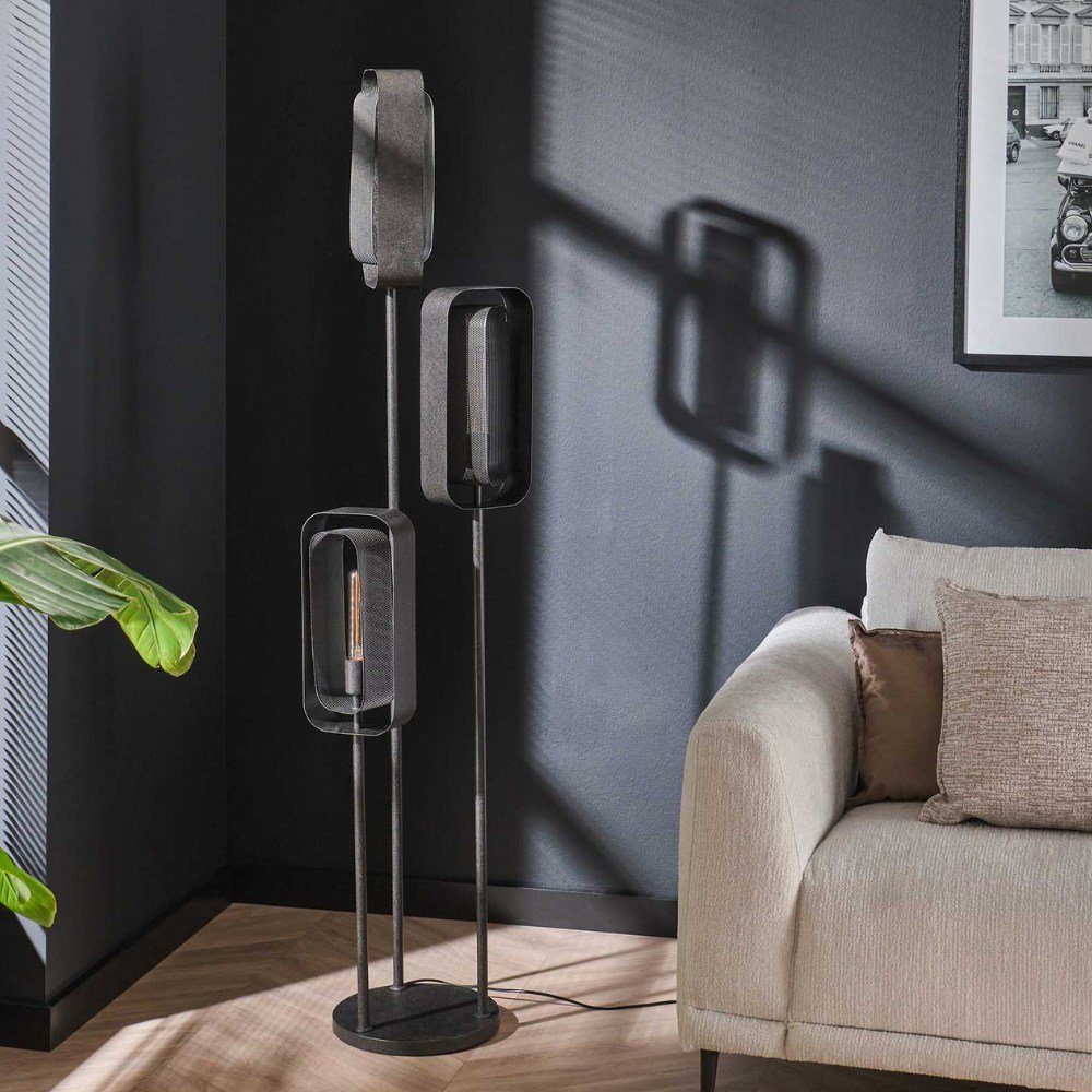 famlights Stehlampe, Stehleuchte Orson in Altsilber E27 3-flammig, keine Angabe, Leuchtmittel enthalten: Nein, warmweiss, Stehlampe, Standlampe
