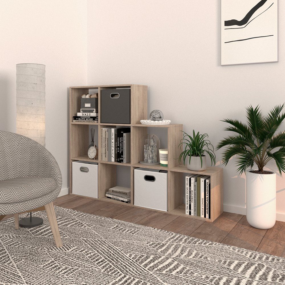 Vicco Raumteiler Treppenregal Bücherregal 9 Fächer Sonoma