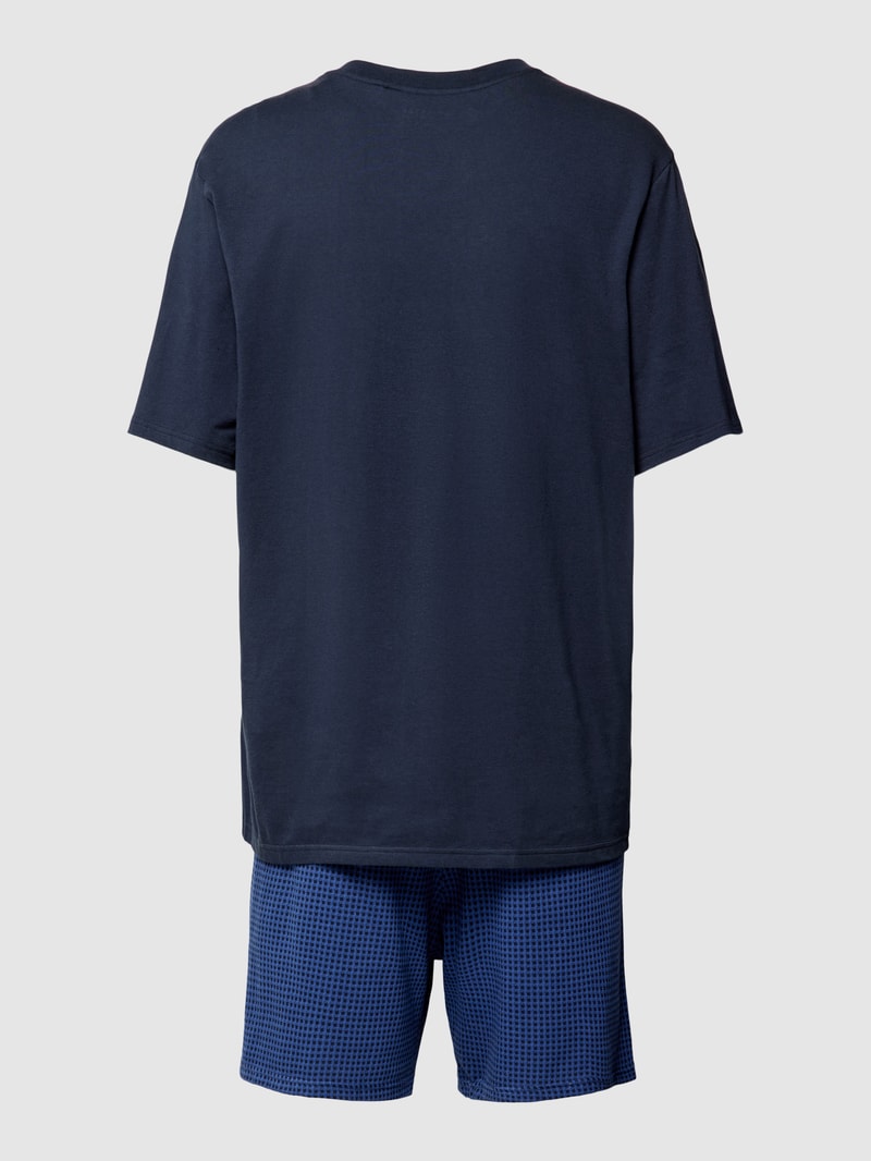 Pyjama mit geripptem V-Ausschnitt in marineblau