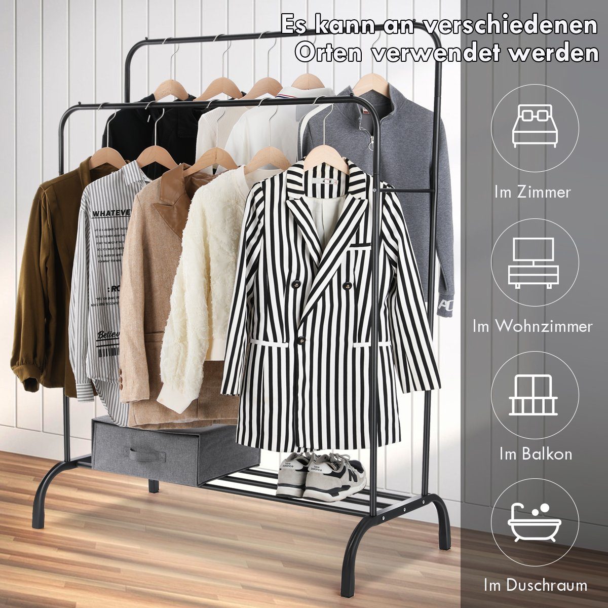 oyajia Kleiderständer Schwerlast Kleiderständer, Garderobenständer, Metall Kleiderstange, Multifunktionaler Kleiderständer, Einfache Montage