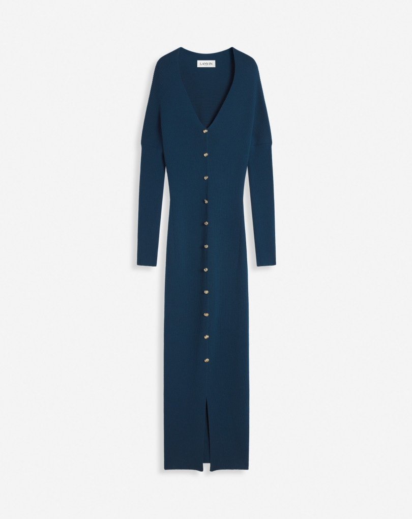 ROBE LONGUE DÉCOLLETÉE EN MAILLE