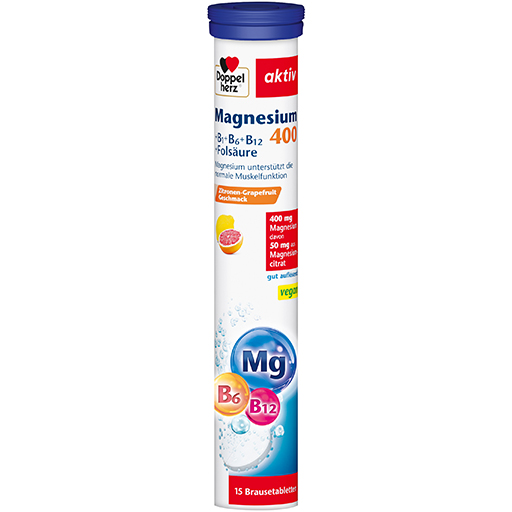 DOPPELHERZ Magnesium 400 B1 B6 B12 Folsäure BTA  15 St  Brausetabletten