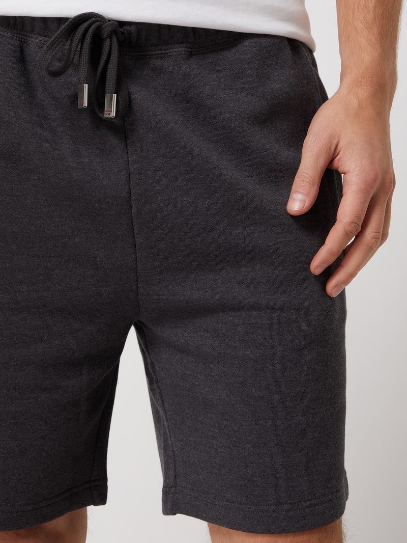 Sweatshorts mit elastischem Bund in dunkelgrau meliert
