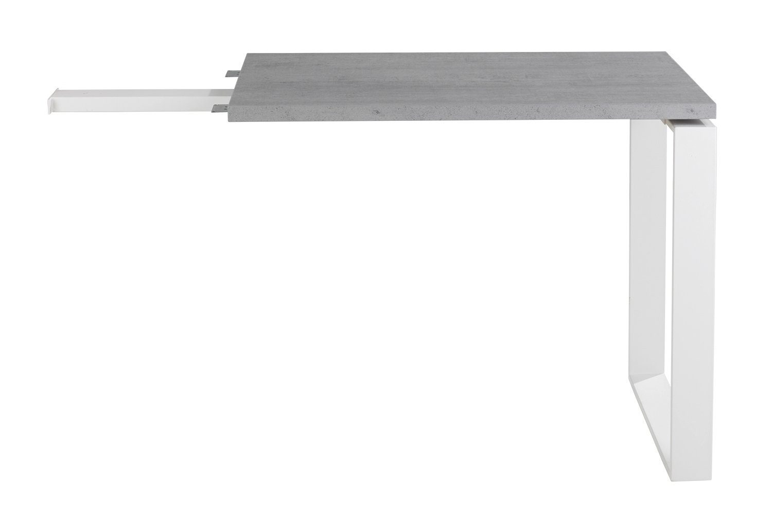Composad Tischaufsatz Anstelltisch DISEGNO, B 90 x H 75 cm, Betondekor, Weiß lackiertes Metallgestell