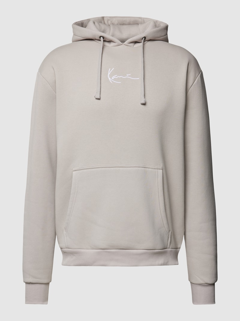 Hoodie mit Label-Detail in mittelgrau