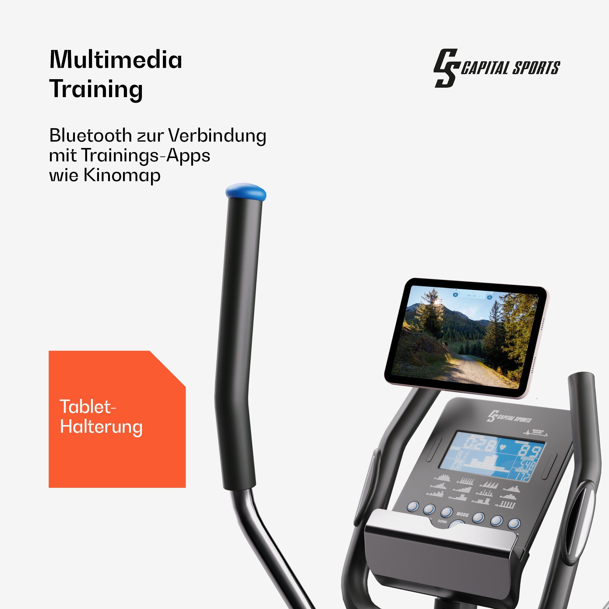 Capital Sports Crosstrainer Helios Crosstrainer Heimtrainer (Trainingscomputer mit 24 Programmen), Standfahrrad Hometrainer Cardio Trainingsgerät Ausdauertraining Fitnes