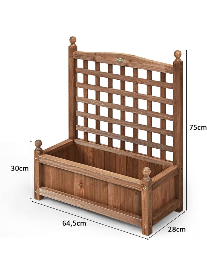 COSTWAY Blumenkasten mit Rankgitter in Braun günstig kaufen onesize