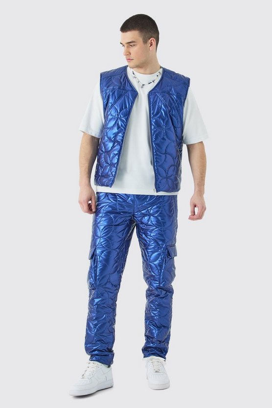 Tall gesteppte Metallic-Weste