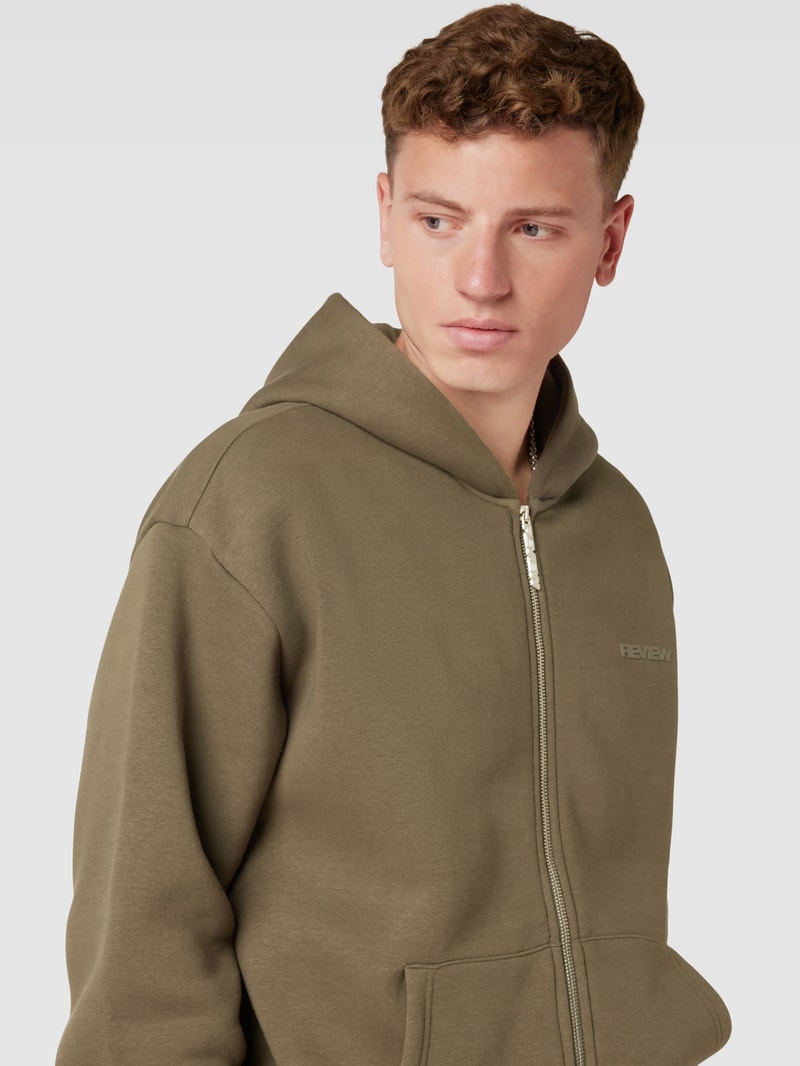 Sweatjacke mit Kapuze in khaki